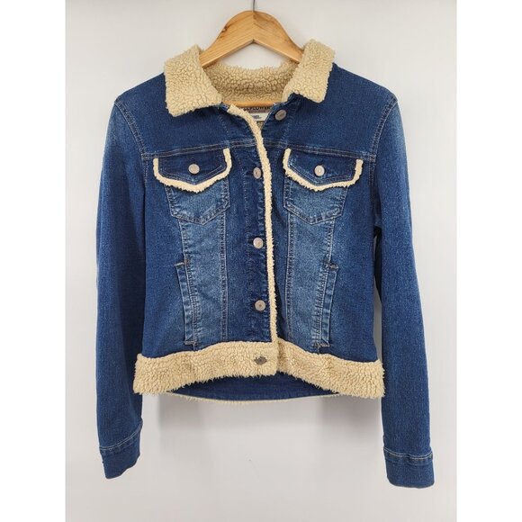 Wallflower Jackets & Blazers - Wallflower Authentic Denim Womens Faux Sherpa Lined Jean Jacket Large